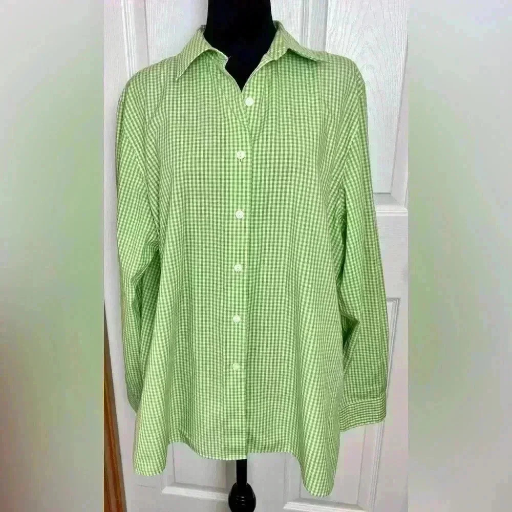 Foxcroft Gingham Check Stretch Shirt size 16